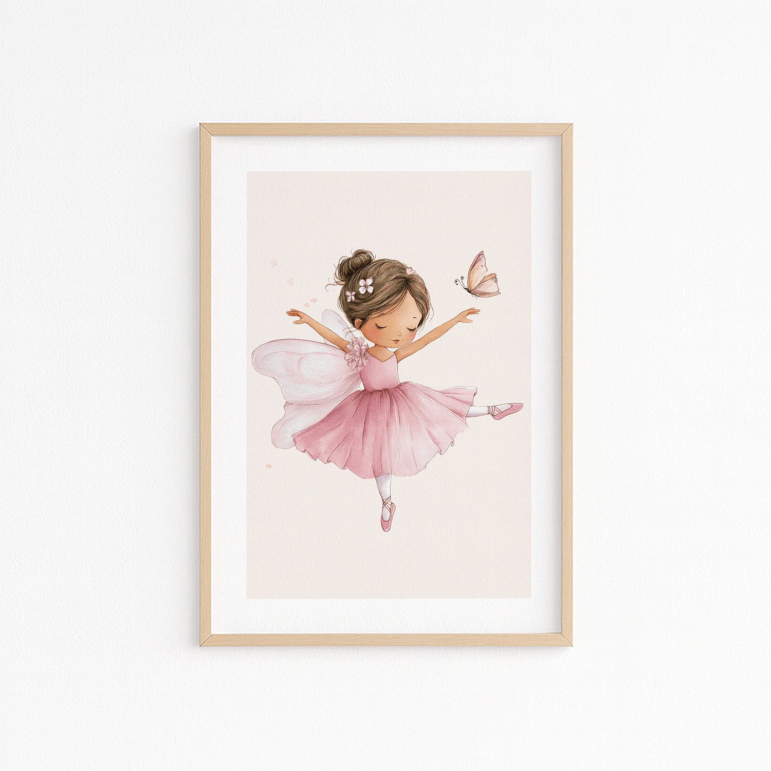 Kinderzimmerbild mit eine Ballerina tänzerin mit einem rosa kleid - Kinderzimmer poster