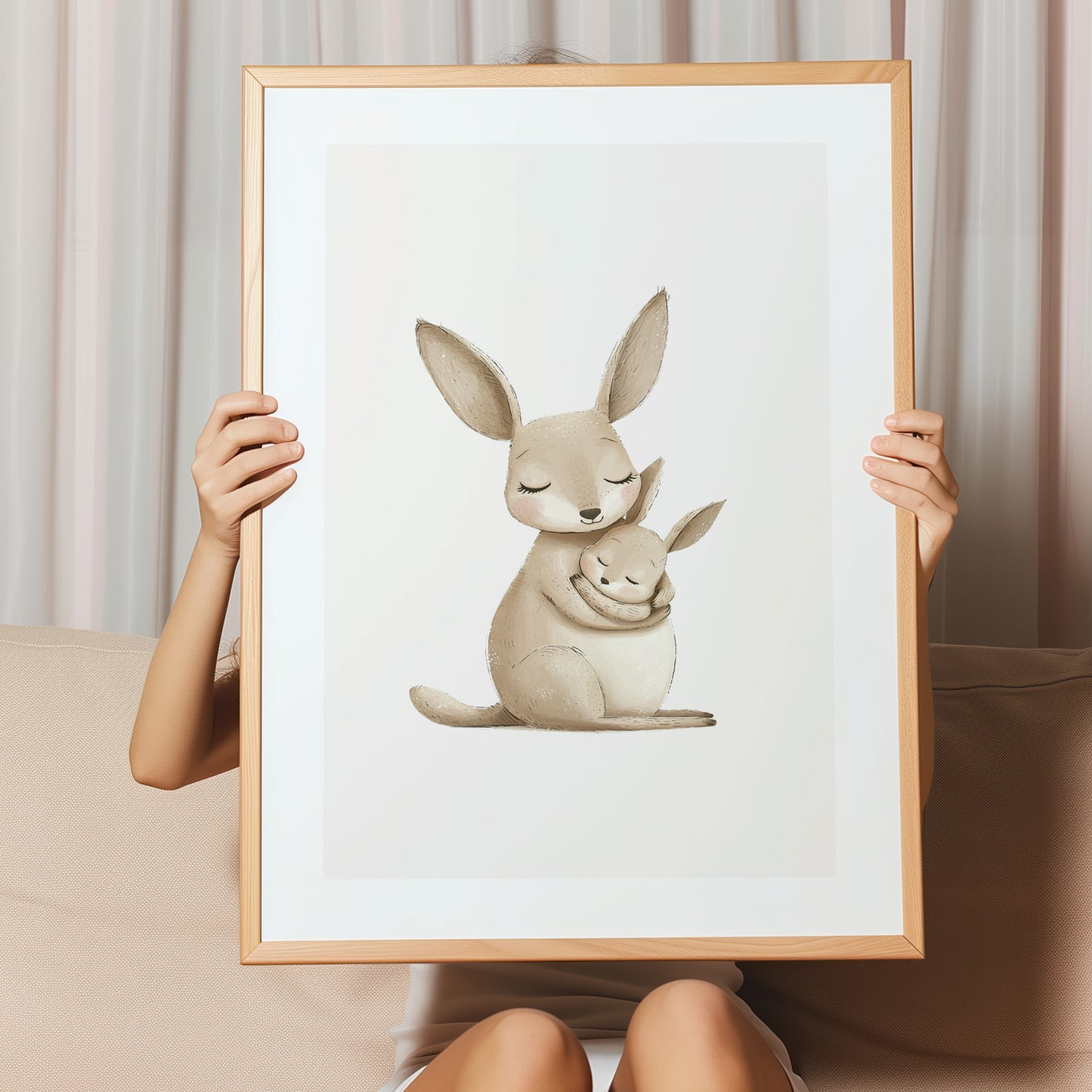 Kinderzimmerbild zwei Kängurus Familie Koala gemald A4 - Poster für das Kinderzimmer babyzimmer