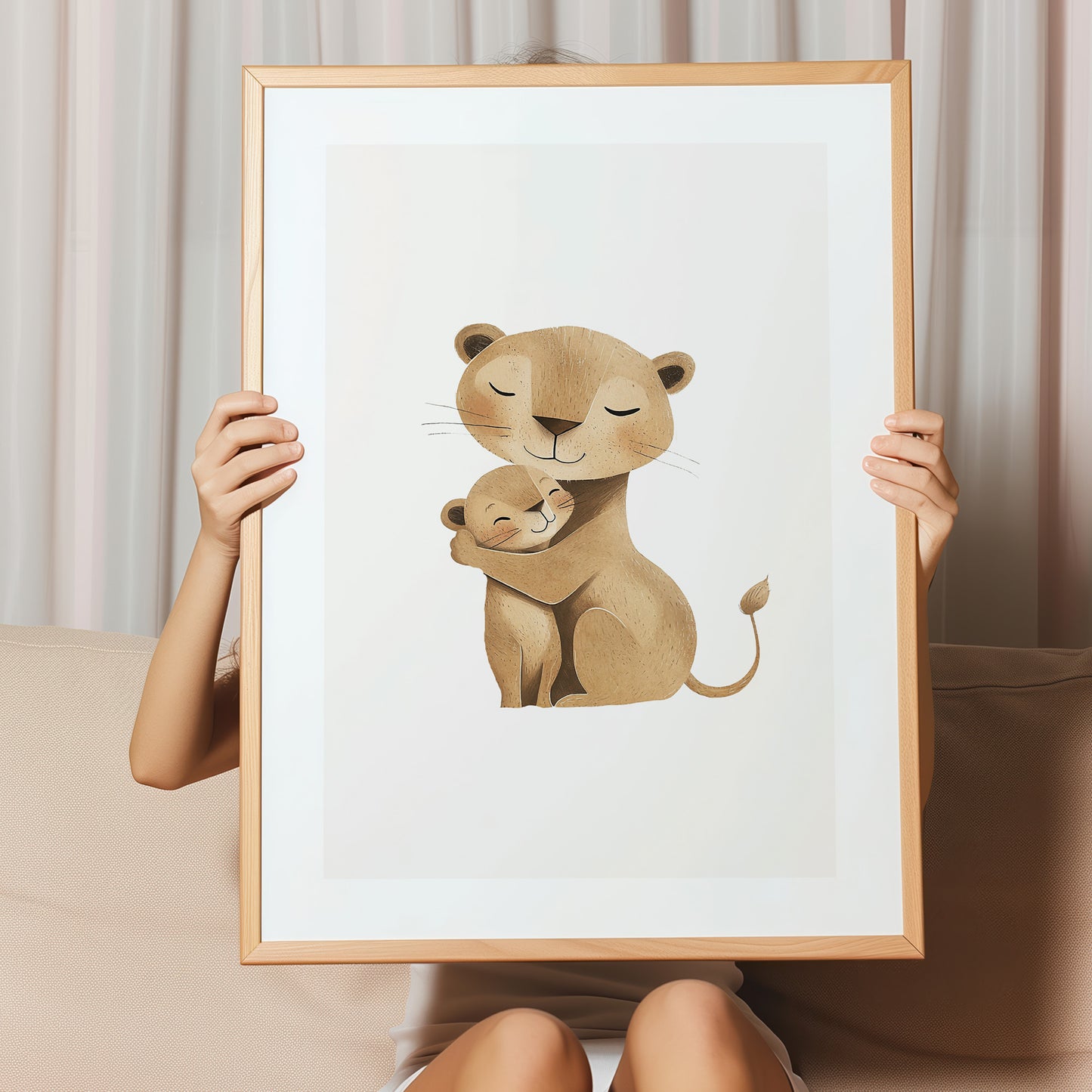 Kinderzimmerbild zwei Löwen Familie gemald A4 - Poster für das Kinderzimmer babyzimmer