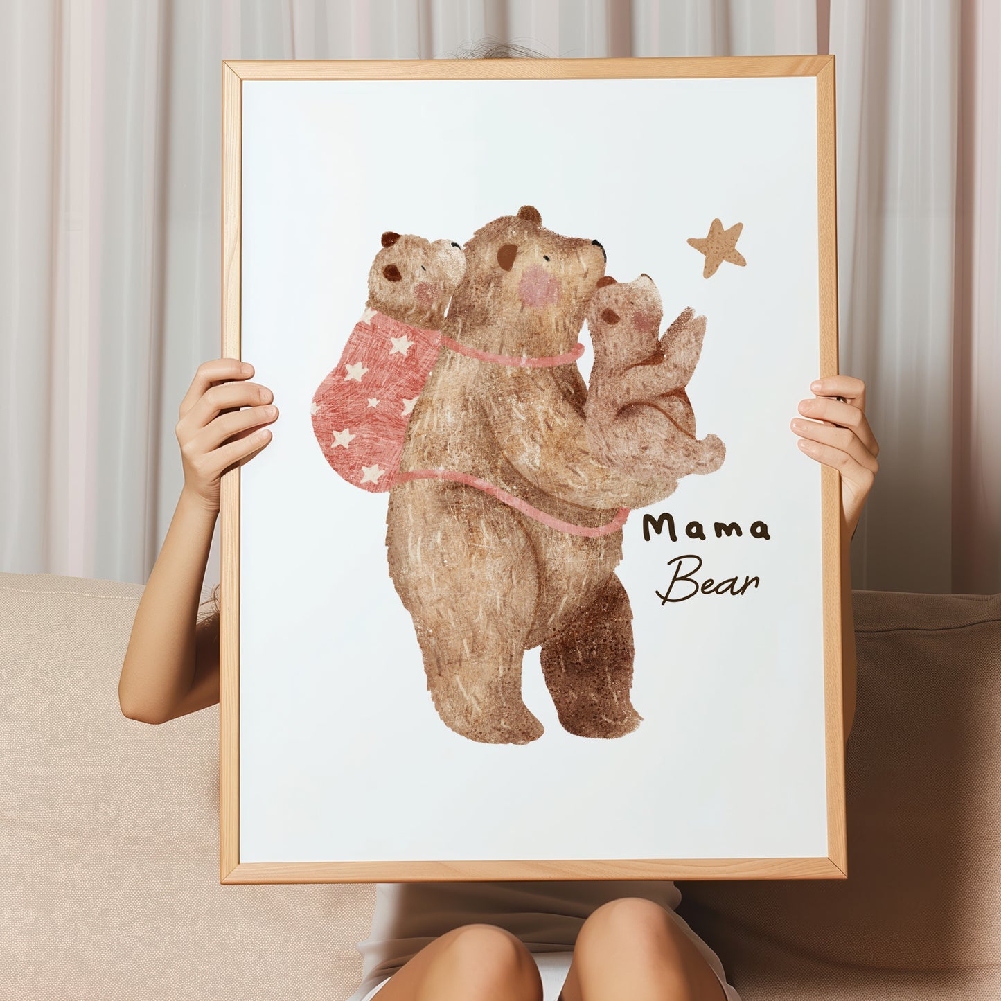Kinderzimmerbild zwei Bären Mama mit Kind A4 A3 - Poster für das Kinderzimmer babyzimmer
