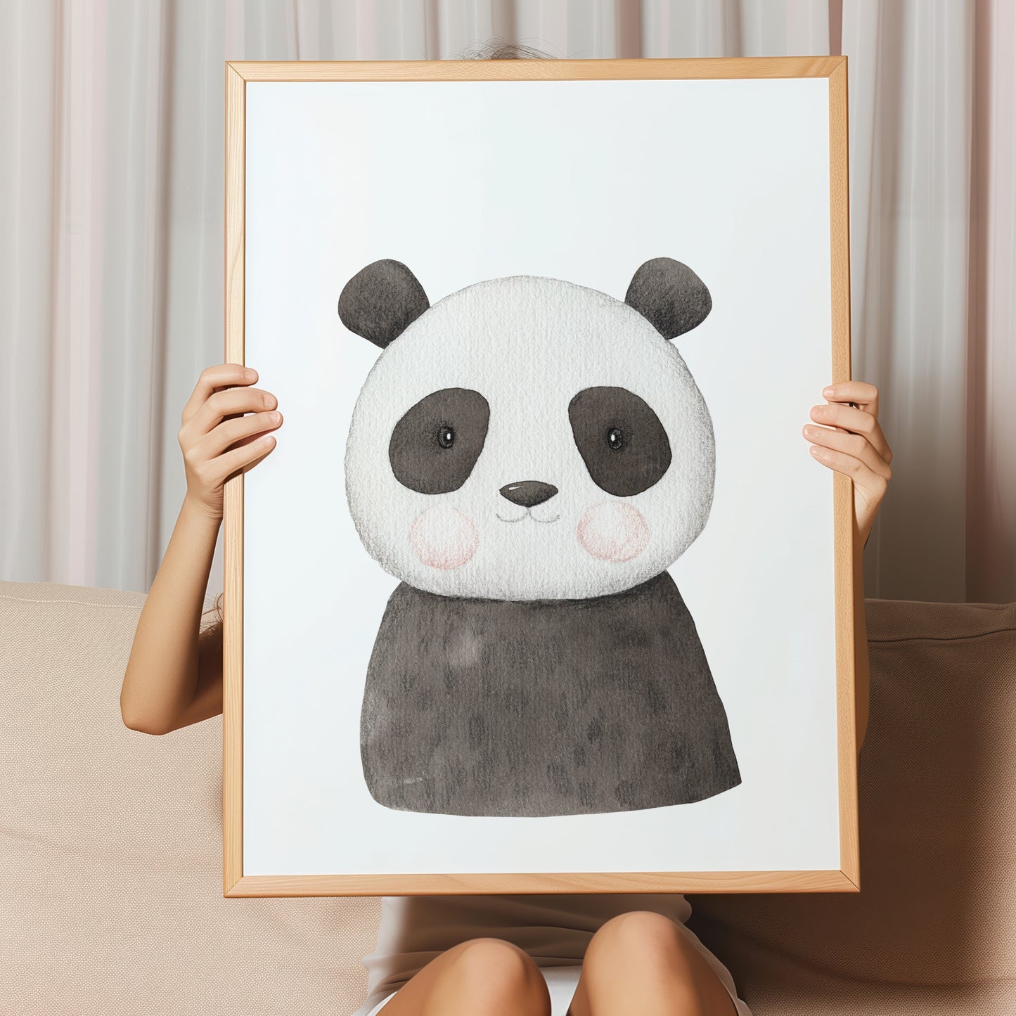 Kinderzimmerbild Panda gemald A4 - Poster für das Kinderzimmer babyzimmer