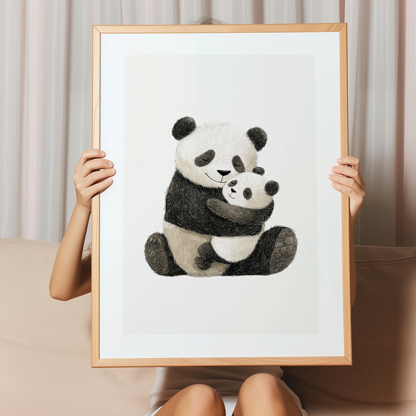 Kinderzimmerbild zwei Pandas gemald A4 - Poster für das Kinderzimmer babyzimmer