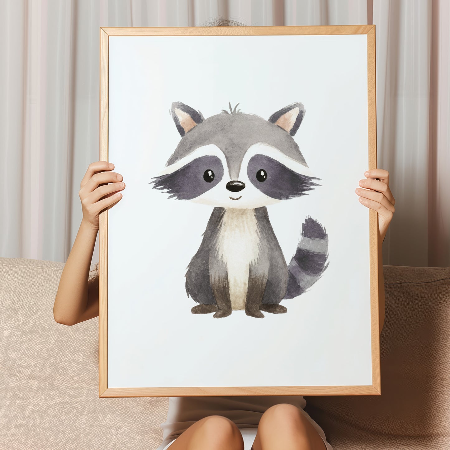 Kinderzimmerbild Waschbär gemald A4 - Poster für das Kinderzimmer babyzimmer