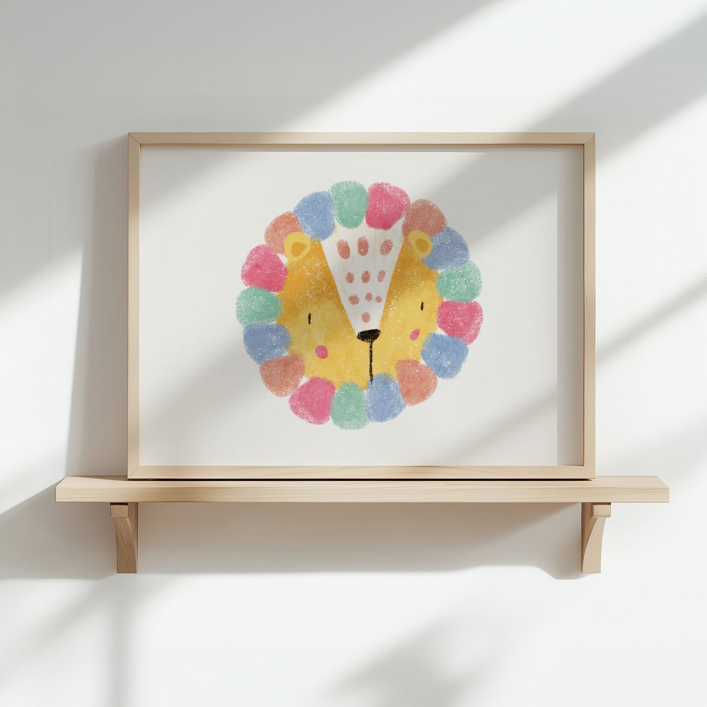 Kinderzimmerbild mit einem Löwenkopf bunt - Poster für das Kinderzimmer - Babyzimmer A3 & A4