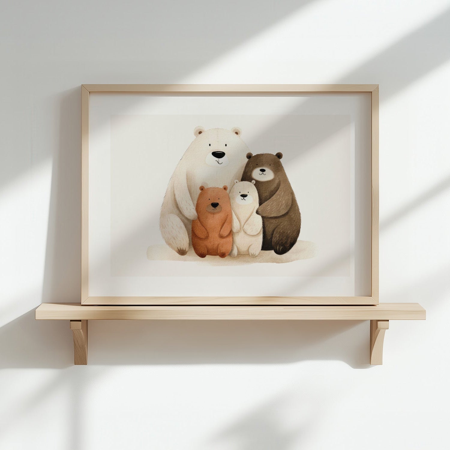 Kinderzimmerbild Bärenfamilie - Bären als familienprotrait gemalt - Poster für das Kinderzimmer - Babyzimmer A3 & A4