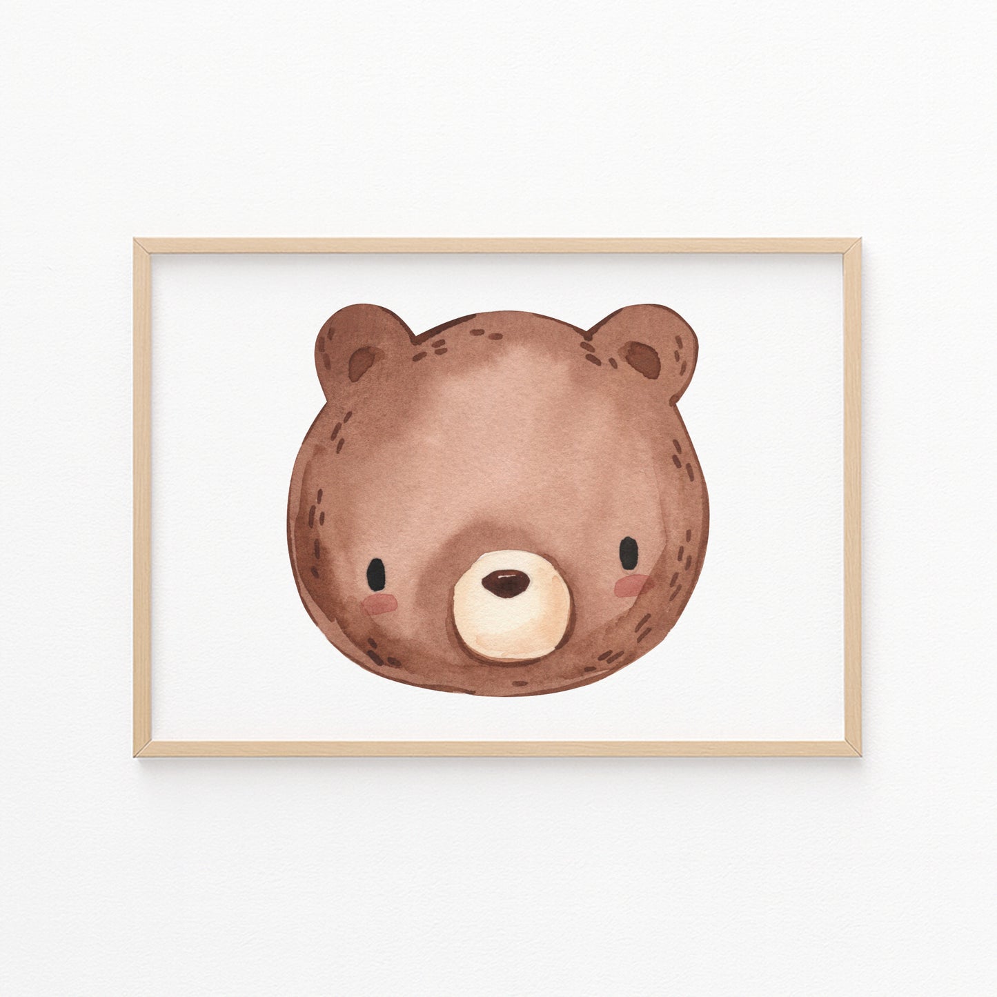 Kinderzimmerbild Bärenkopf mit einem Bärenkopf braun gemalt - Poster für das Kinderzimmer - Babyzimmer A3 & A4