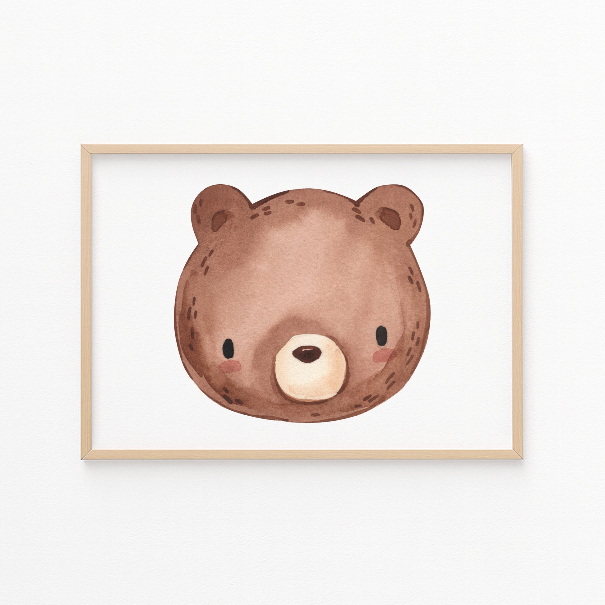 Kinderzimmerbild Bärenkopf mit einem Bärenkopf braun gemalt - Poster für das Kinderzimmer - Babyzimmer A3 & A4