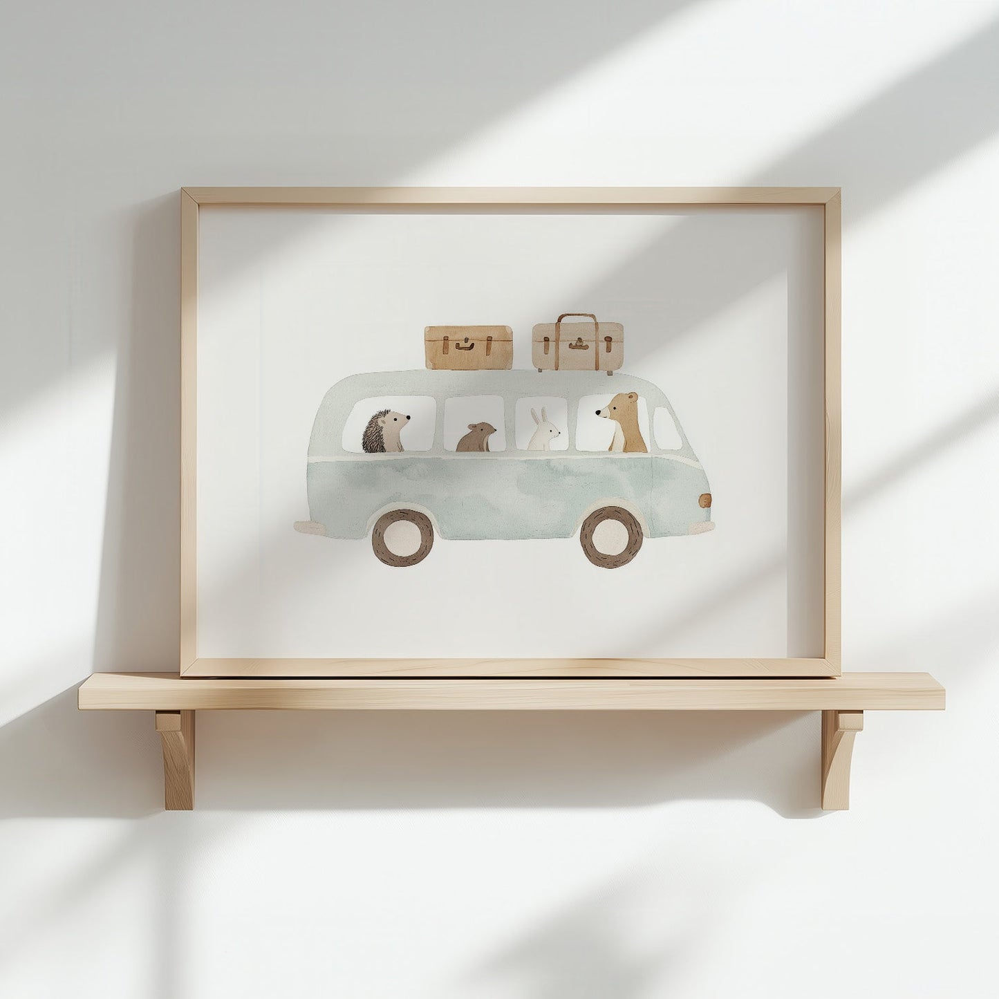 Kinderzimmerbild Bus gemalt Tiere - Poster für das Kinderzimmer babyzimmer A3 & A4