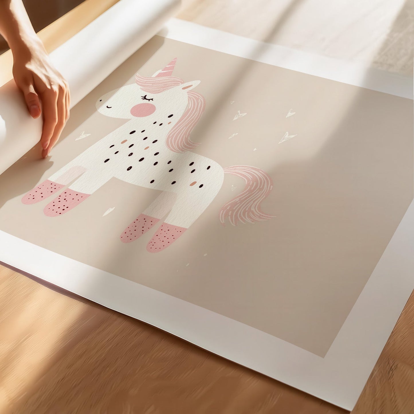 Kinderzimmerbild Einhorn gemalt Tiere - Poster für das Kinderzimmer babyzimmer A3 & A4