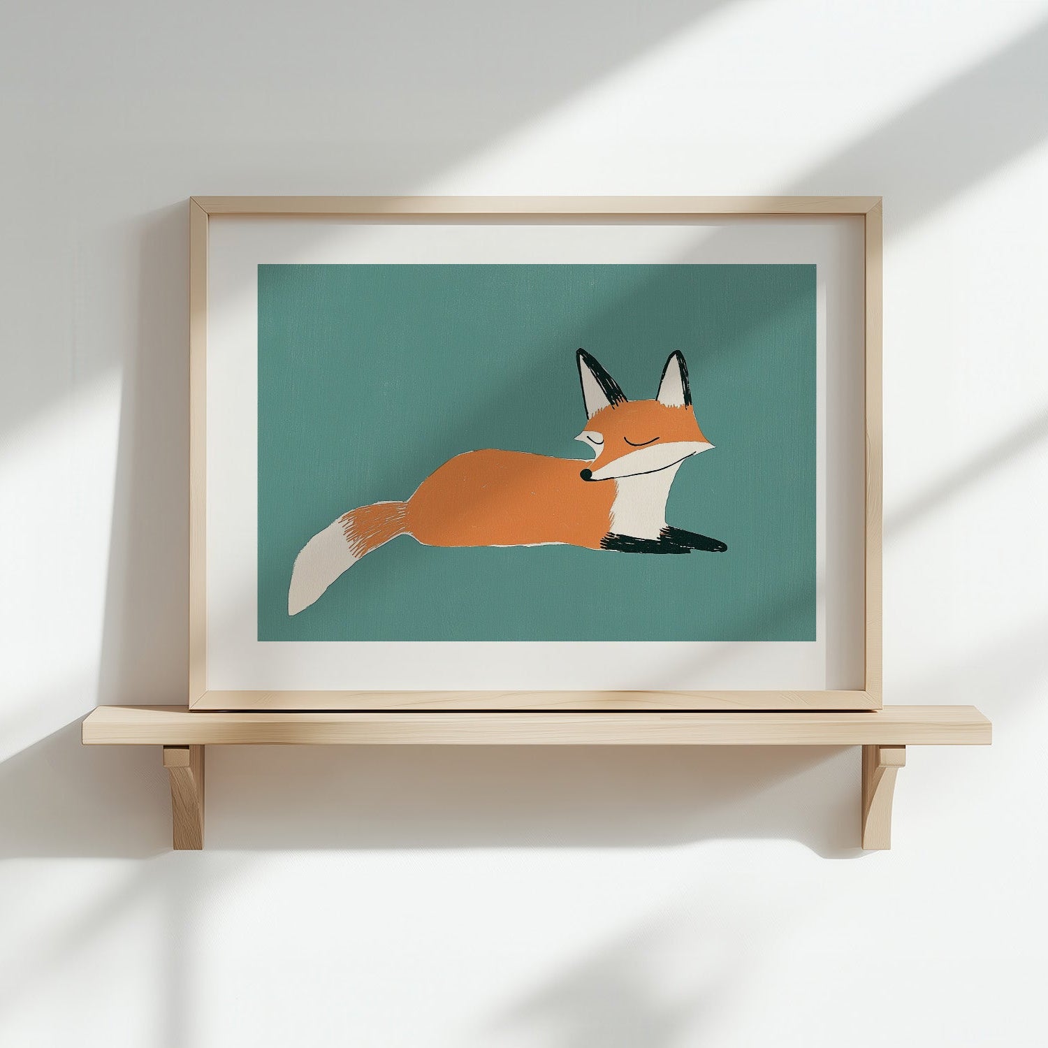 Kinderzimmerbild Fuchs bunt gemalt mit Hintergrund - Poster für das Kinderzimmer babyzimmer A4 & A3