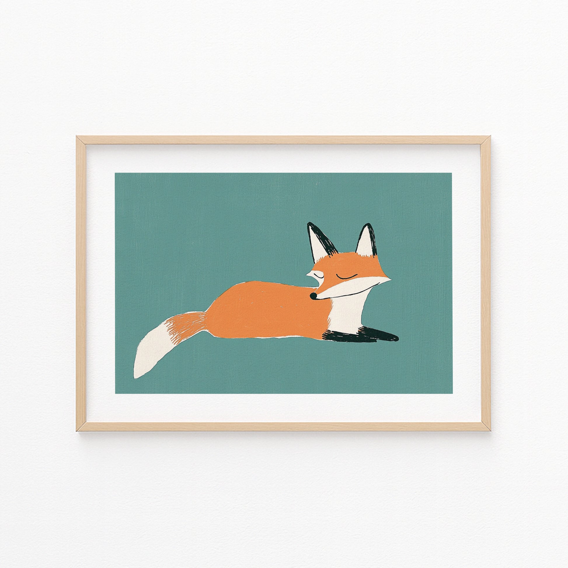 Kinderzimmerbild Fuchs bunt gemalt mit Hintergrund - Poster für das Kinderzimmer babyzimmer A4 & A3