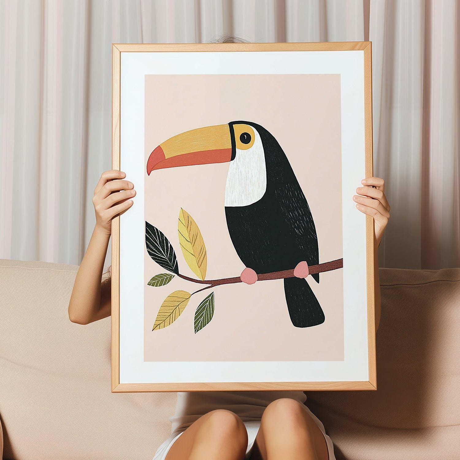 Wandbild Tucan gemalt Kinderzimmerbild