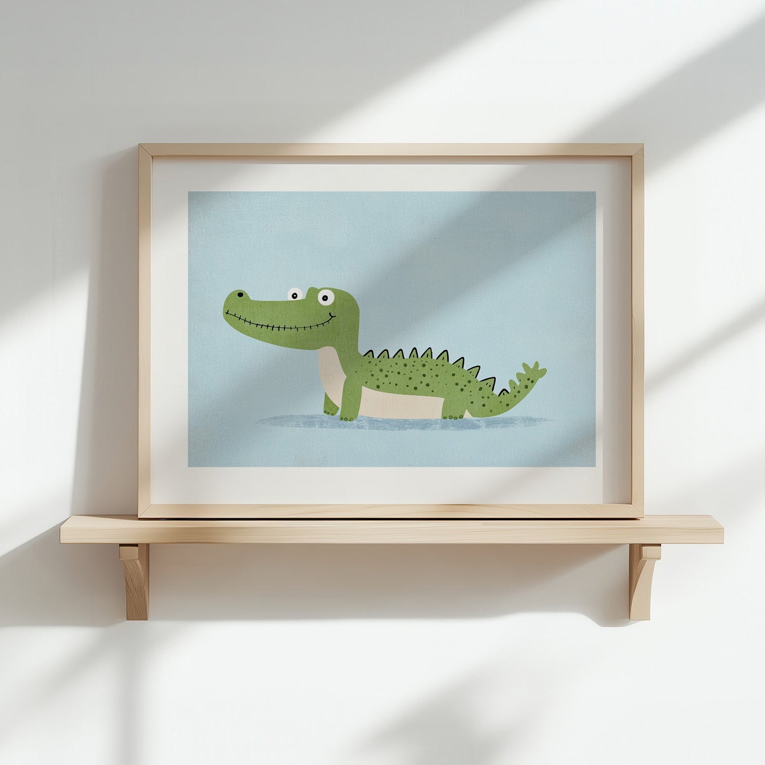 Kinderzimmerbild krokodil bunt gemalt mit Hintergrund - Poster für das Kinderzimmer babyzimmer A4 & A3