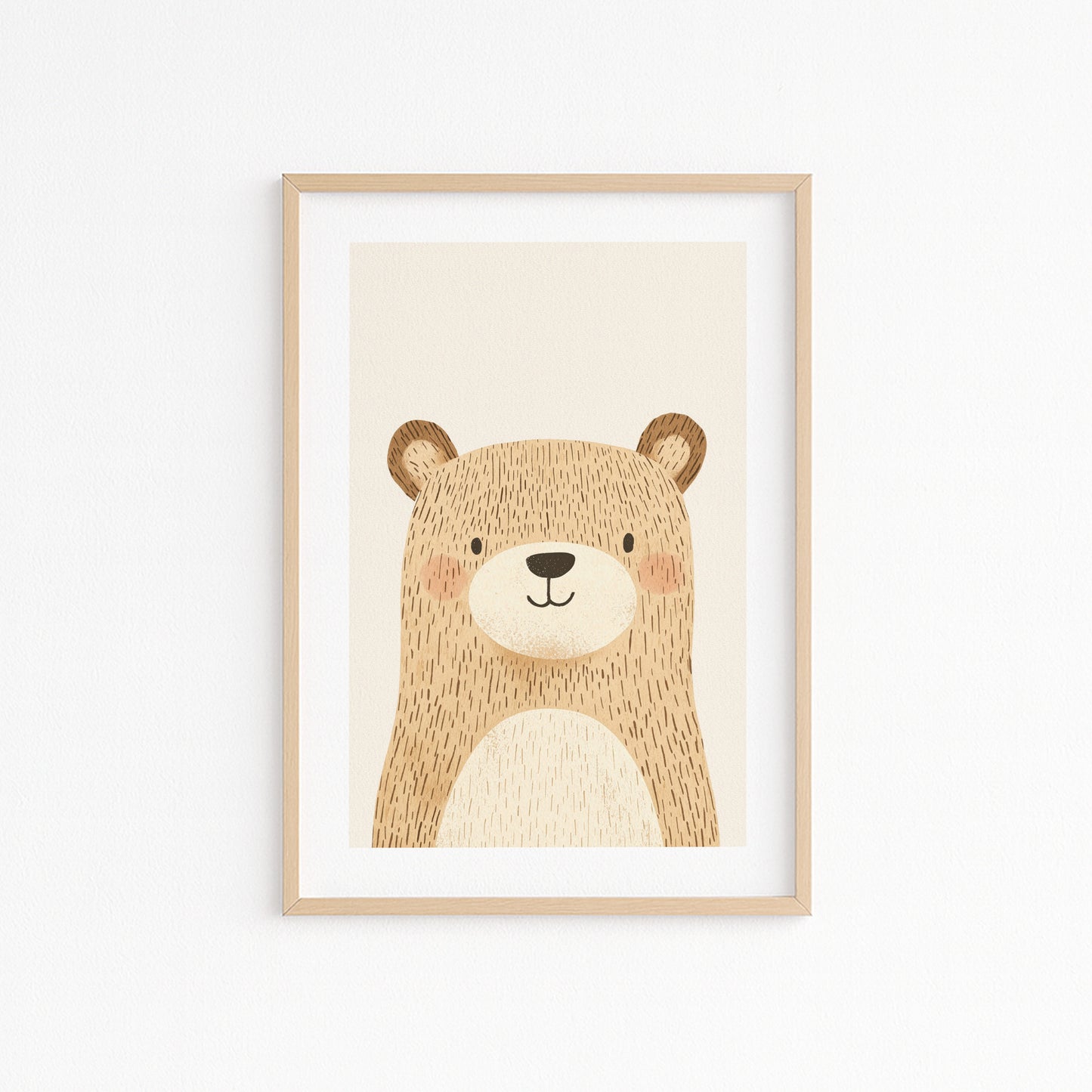 Kinderzimmer Bild mit einer Bären auf beigen Hintergrund . Posterfür das Kinderzimmer Babyzimmer