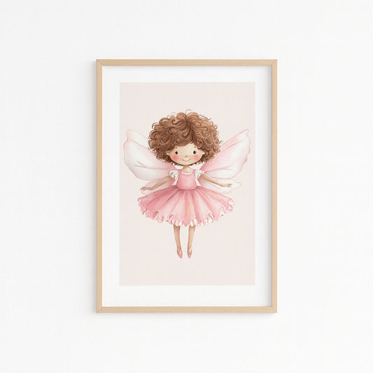 Kinderzimmerbild mit einer gemalten Ballerina Fee. Poster für das Kinderzimmer