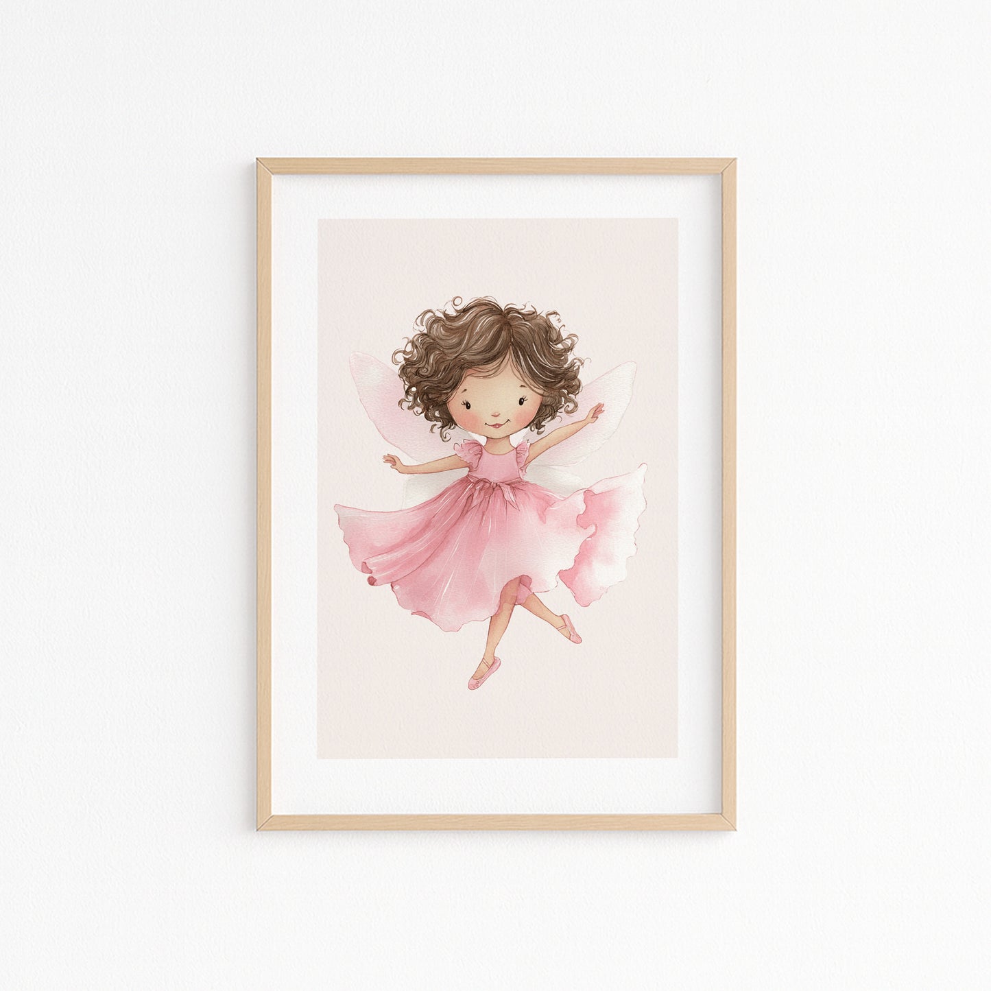 Kinderzimmerbild mit einer gemalten Ballerina Fee. Poster für das Kinderzimmer 