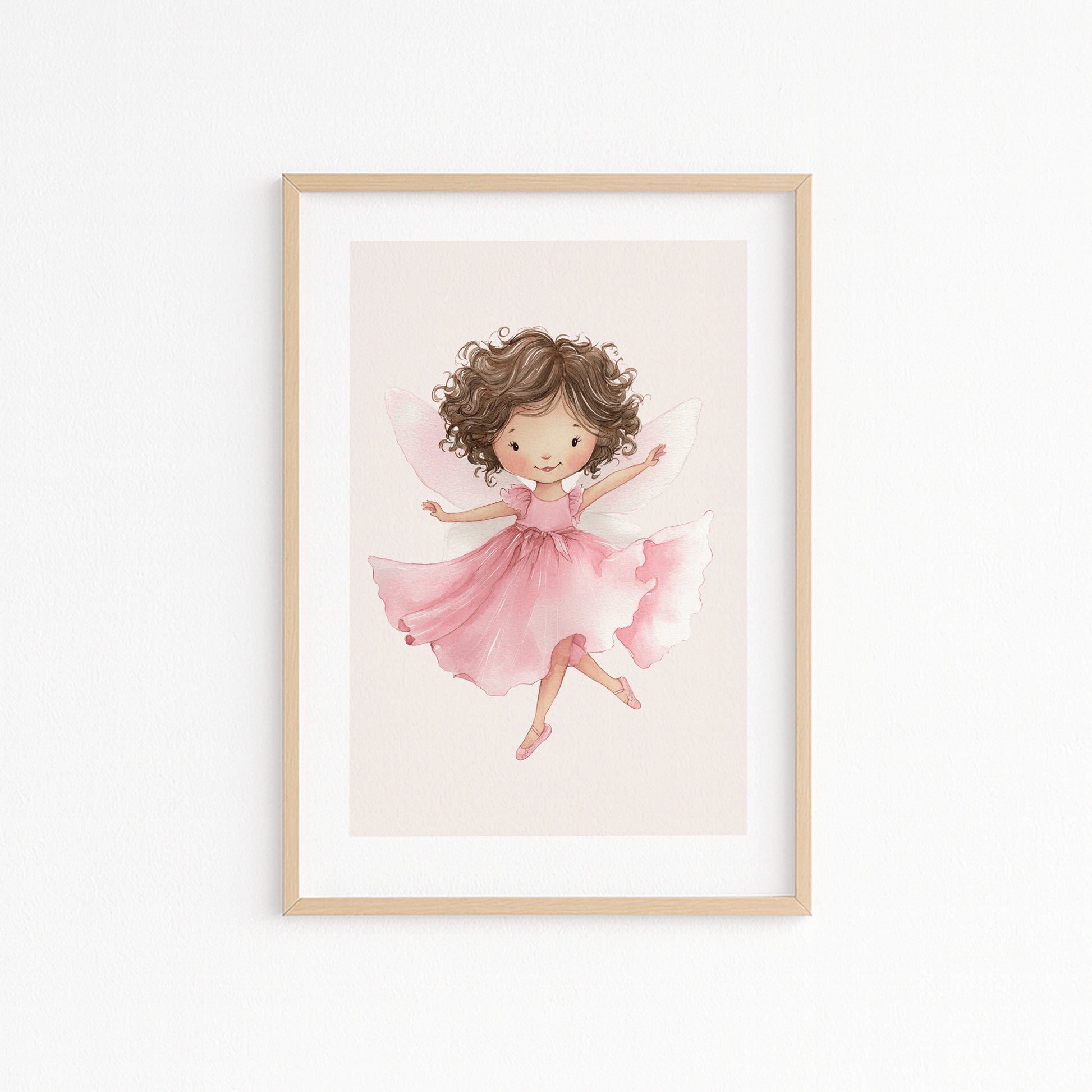 Kinderzimmerbild mit einer gemalten Ballerina Fee. Poster für das Kinderzimmer 