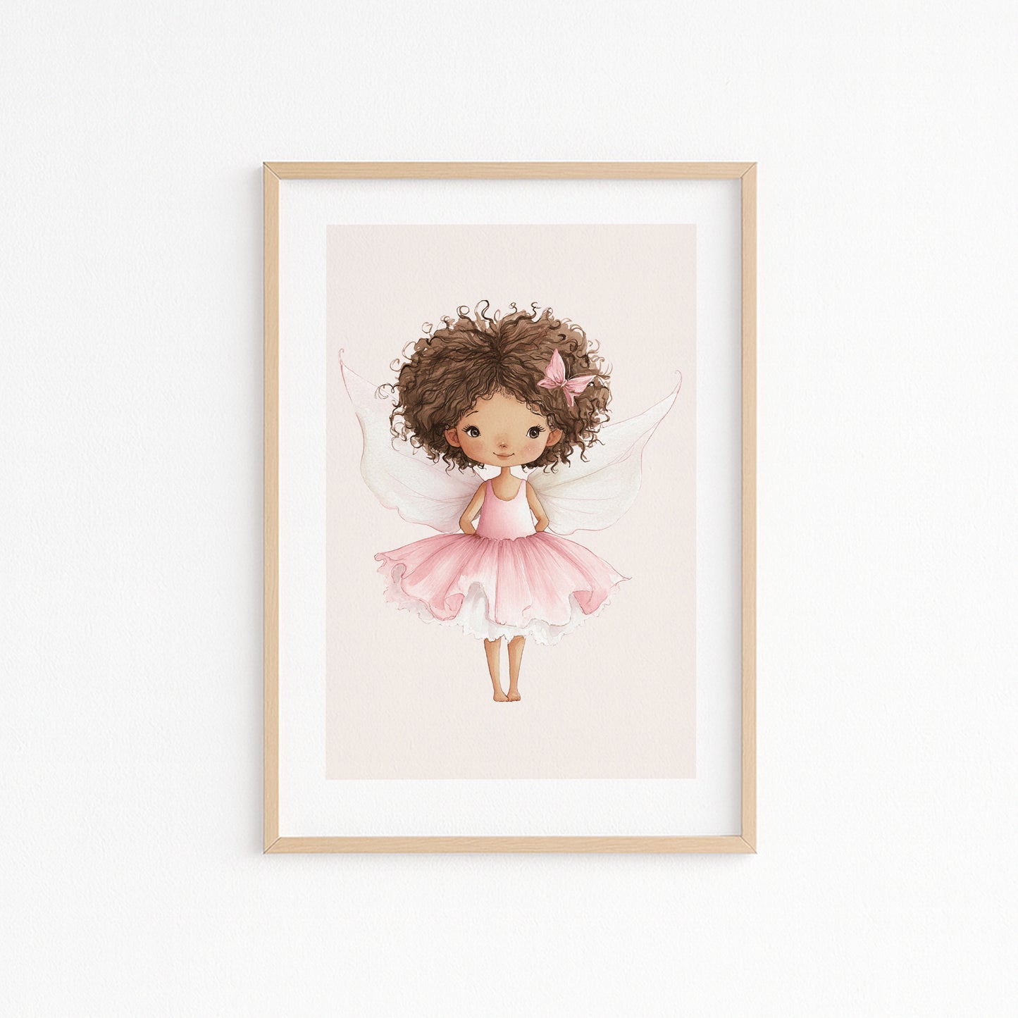 Kinderzimmerbild mit einer gemalten Ballerina Fee. Poster für das Kinderzimmer 