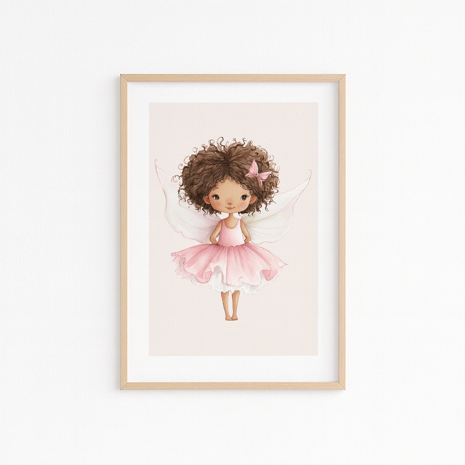Kinderzimmerbild mit einer gemalten Ballerina Fee. Poster für das Kinderzimmer 
