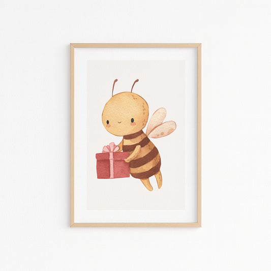 Kinderzimmerbild Biene gemalt A4 A3 - Poster für das Kinderzimmer babyzimmer