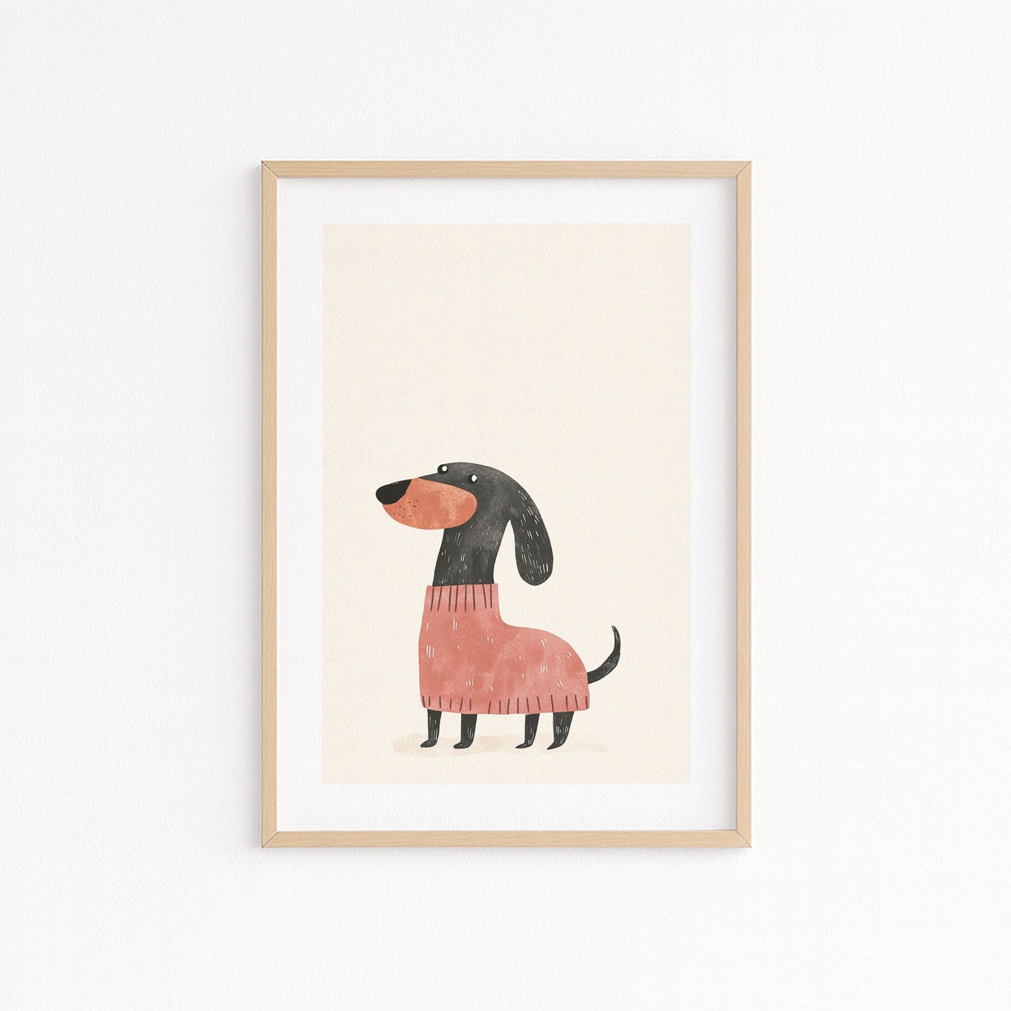 Kinderzimmerbild Dackel beigen Hintergrund mit Sternen Din A4 A3 - Poster für das Kinderzimmer babyzimmer 