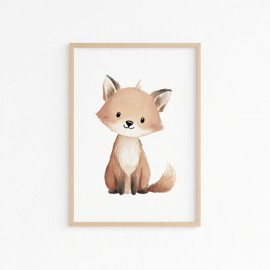 Kinderzimmerbild Fuchs gemalt A4 A3 - Poster für das Kinderzimmer babyzimmer