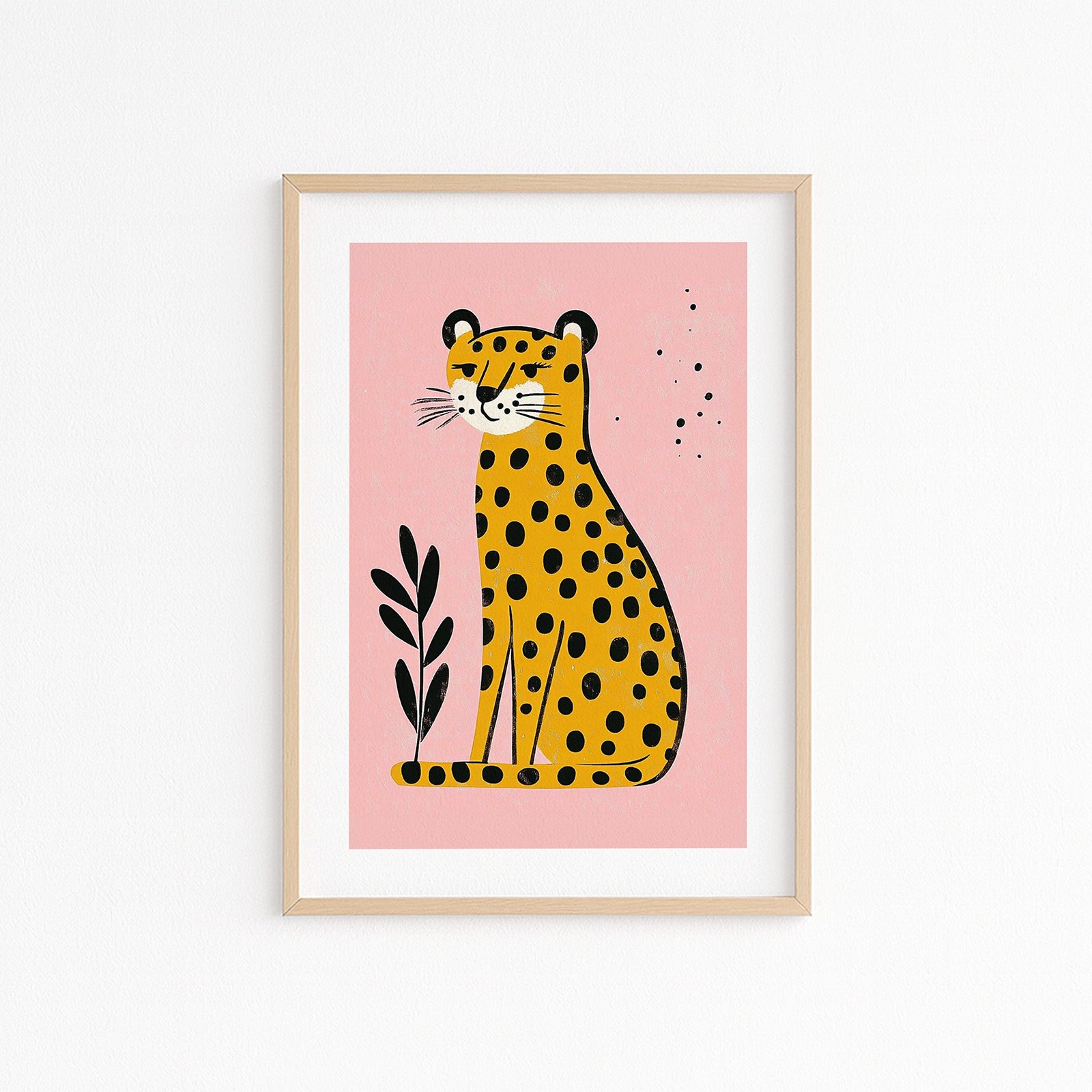 Kinderzimmerbild mit einem Gepard auf einem rosa Hintergrund - Poster für Kinderzimmer 
