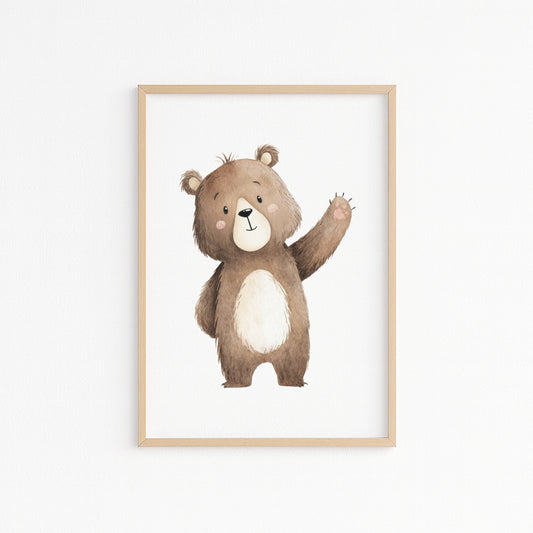Kinderzimmerbild Bär gemalt A4 A3 - Poster für das Kinderzimmer babyzimmer