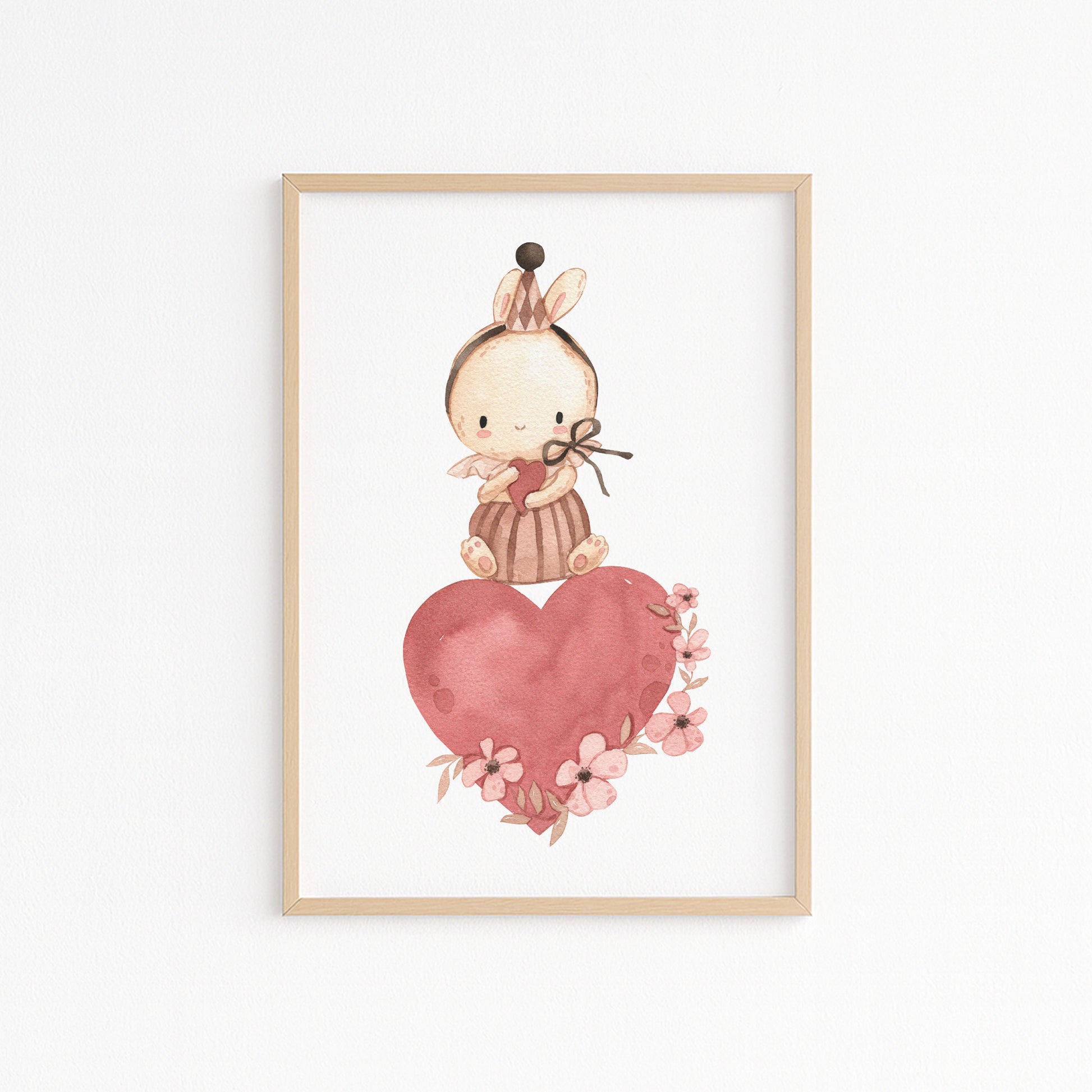 Kinderzimmerbild Hase mit Herz gemalt A4 A3 - Poster für das Kinderzimmer babyzimmer