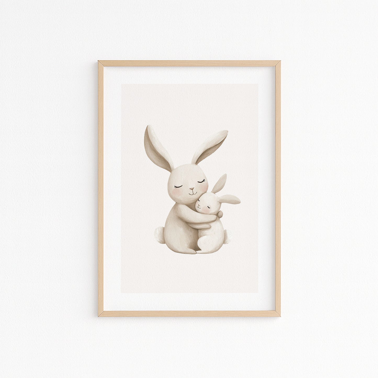 Kinderzimmerbild Hase mit Kind gemald A4 A3 - Poster für das Kinderzimmer babyzimmer