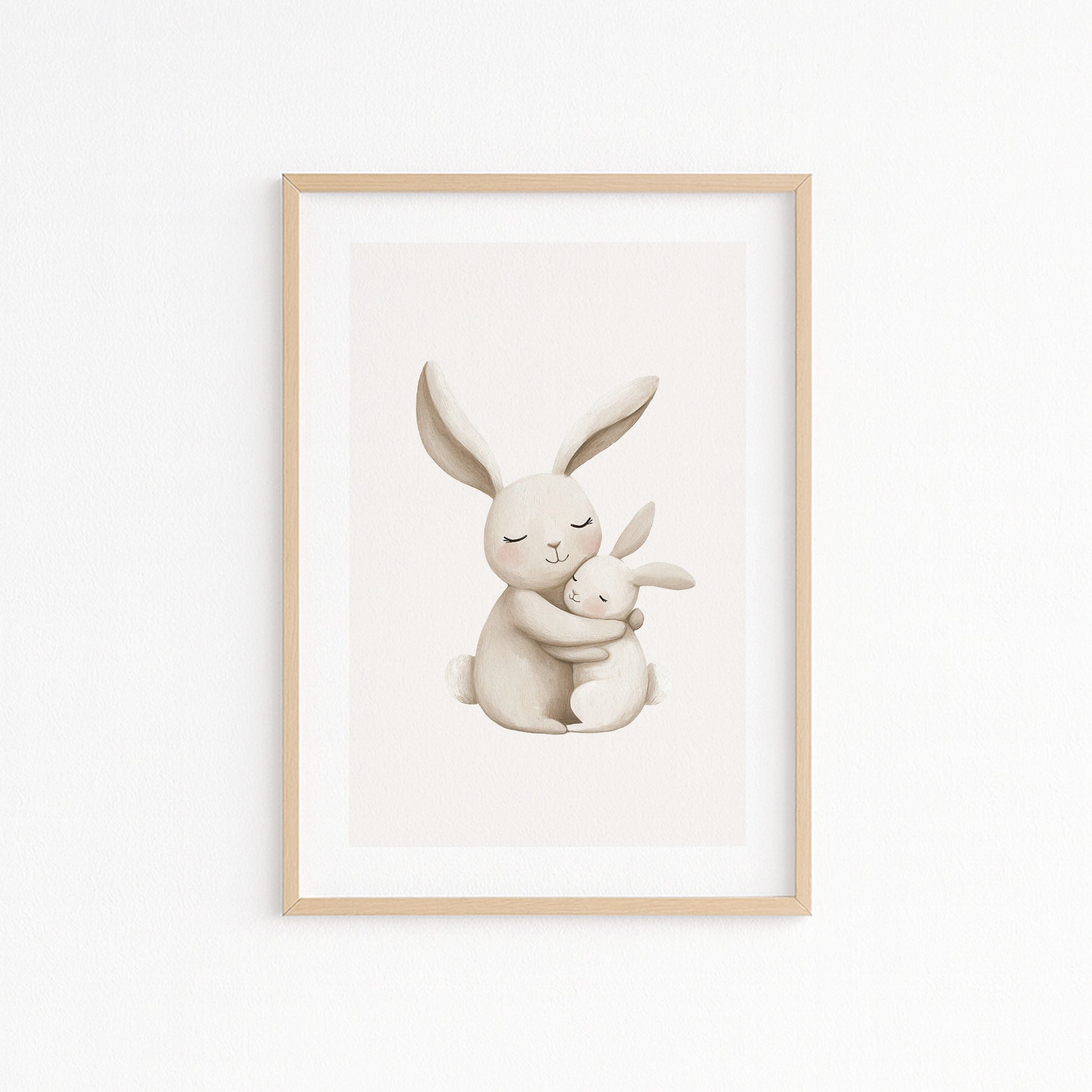 Kinderzimmerbild Hase mit Kind gemald A4 A3 - Poster für das Kinderzimmer babyzimmer