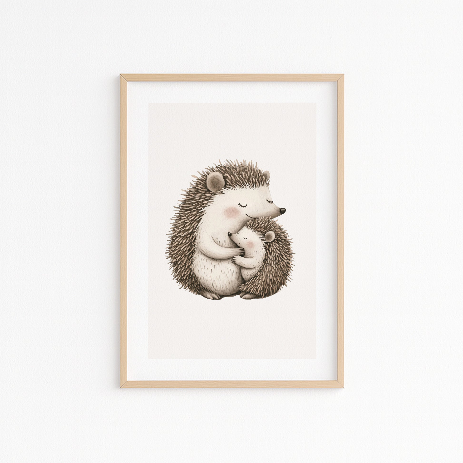 Kinderzimmerbild Igel Mama mit Kind gemald A4 - Poster für das Kinderzimmer babyzimmer