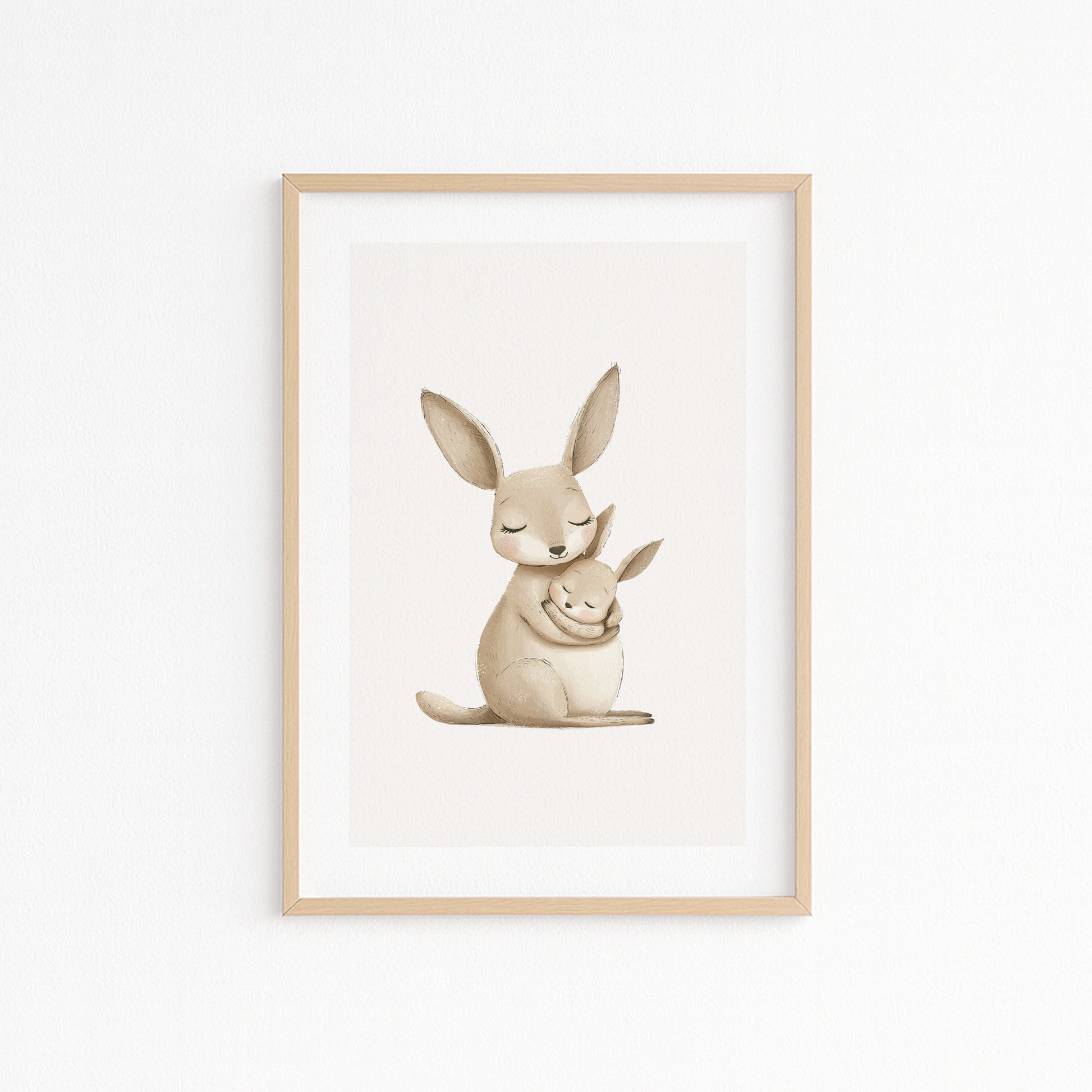 Kinderzimmerbild zwei Kängurus Familie Koala gemald A4 - Poster für das Kinderzimmer babyzimmer