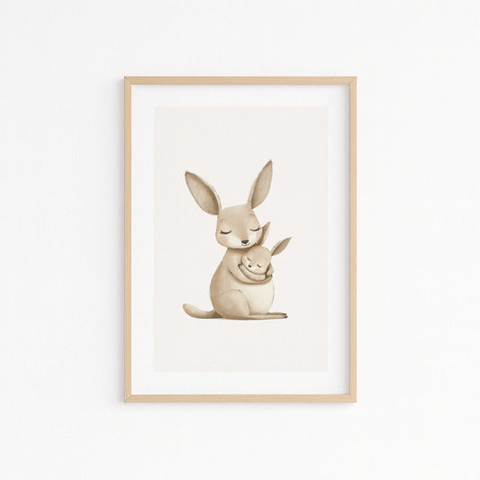 Kinderzimmerbild zwei Kängurus Familie Koala gemald A4 - Poster für das Kinderzimmer babyzimmer