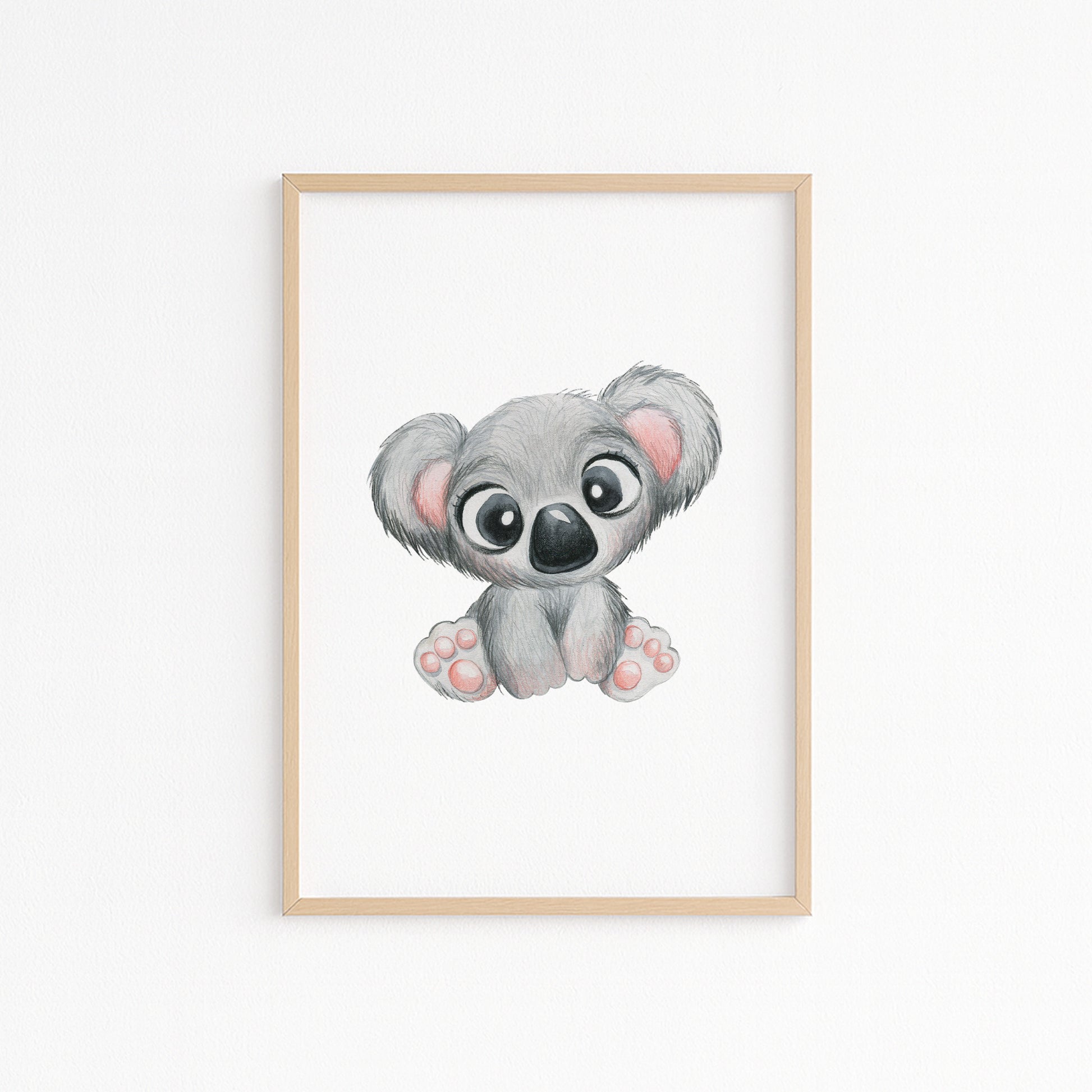 Kinderzimmerbild mit einer gemaltem Koala. Poster für das Kinderzimmer Babyzimmer