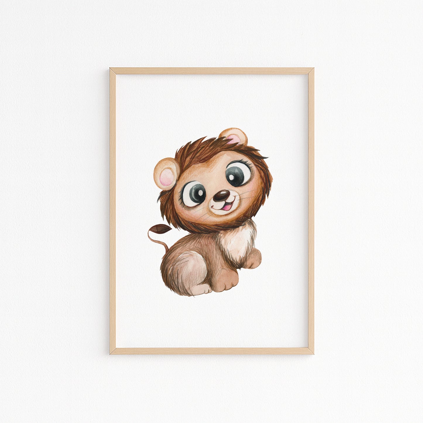 Kinderzimmerbild mit einer gemaltem Löwe. Poster für das Kinderzimmer Babyzimmer