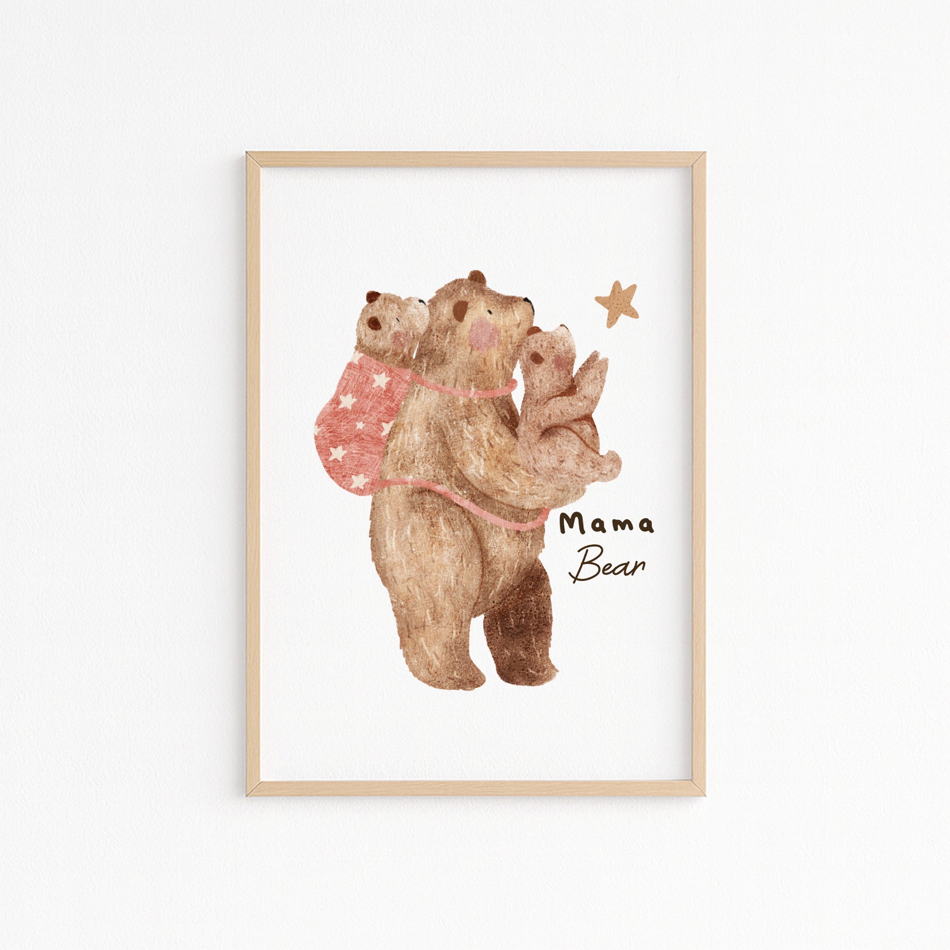 Kinderzimmerbild zwei Bären Mama mit Kind A4 A3 - Poster für das Kinderzimmer babyzimmer 