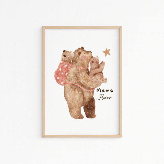 Kinderzimmerbild zwei Bären Mama mit Kind A4 A3 - Poster für das Kinderzimmer babyzimmer 