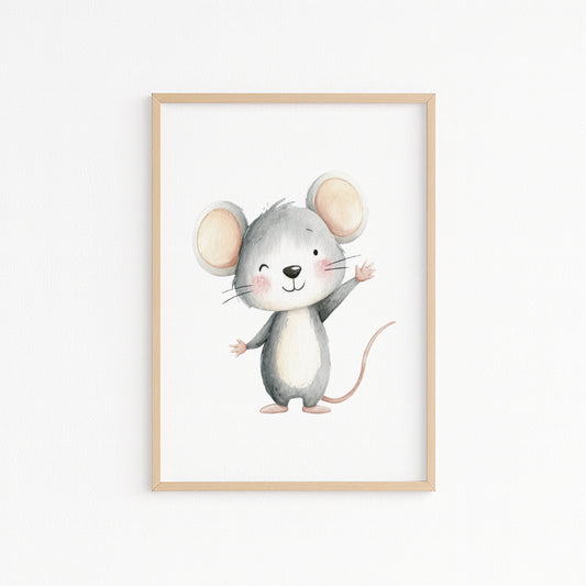 Kinderzimmerbild Maus gemald A4 - Poster für das Kinderzimmer babyzimmer