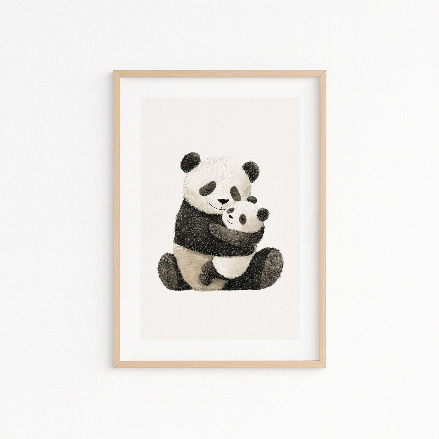 Kinderzimmerbild zwei Pandas gemald A4 - Poster für das Kinderzimmer babyzimmer