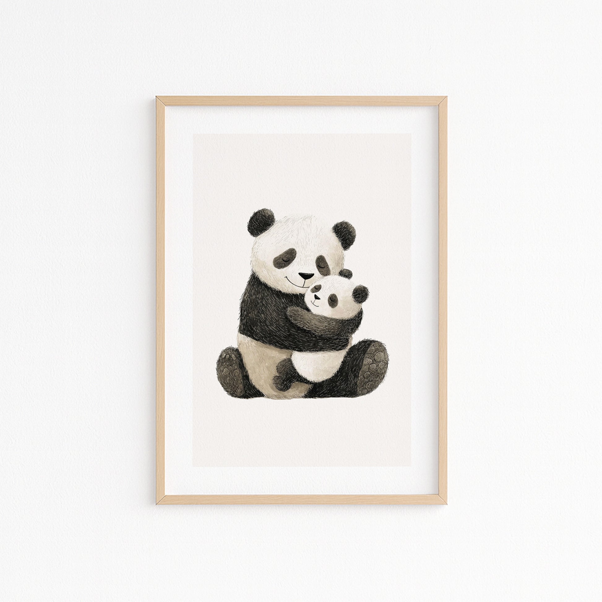 Kinderzimmerbild zwei Pandas gemald A4 - Poster für das Kinderzimmer babyzimmer