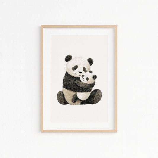 Kinderzimmerbild zwei Pandas gemald A4 - Poster für das Kinderzimmer babyzimmer