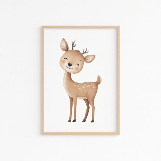 Kinderzimmerbild Reh gemald A4 - Poster für das Kinderzimmer babyzimmer