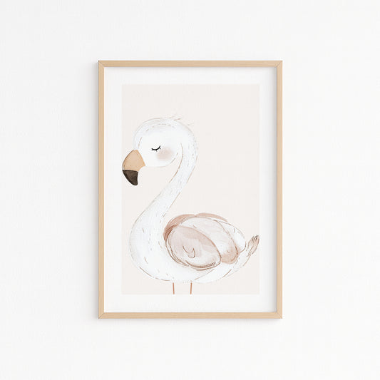 Kinderzimmerbild Schwan gemalt A4 A3 - Poster für das Kinderzimmer babyzimmer