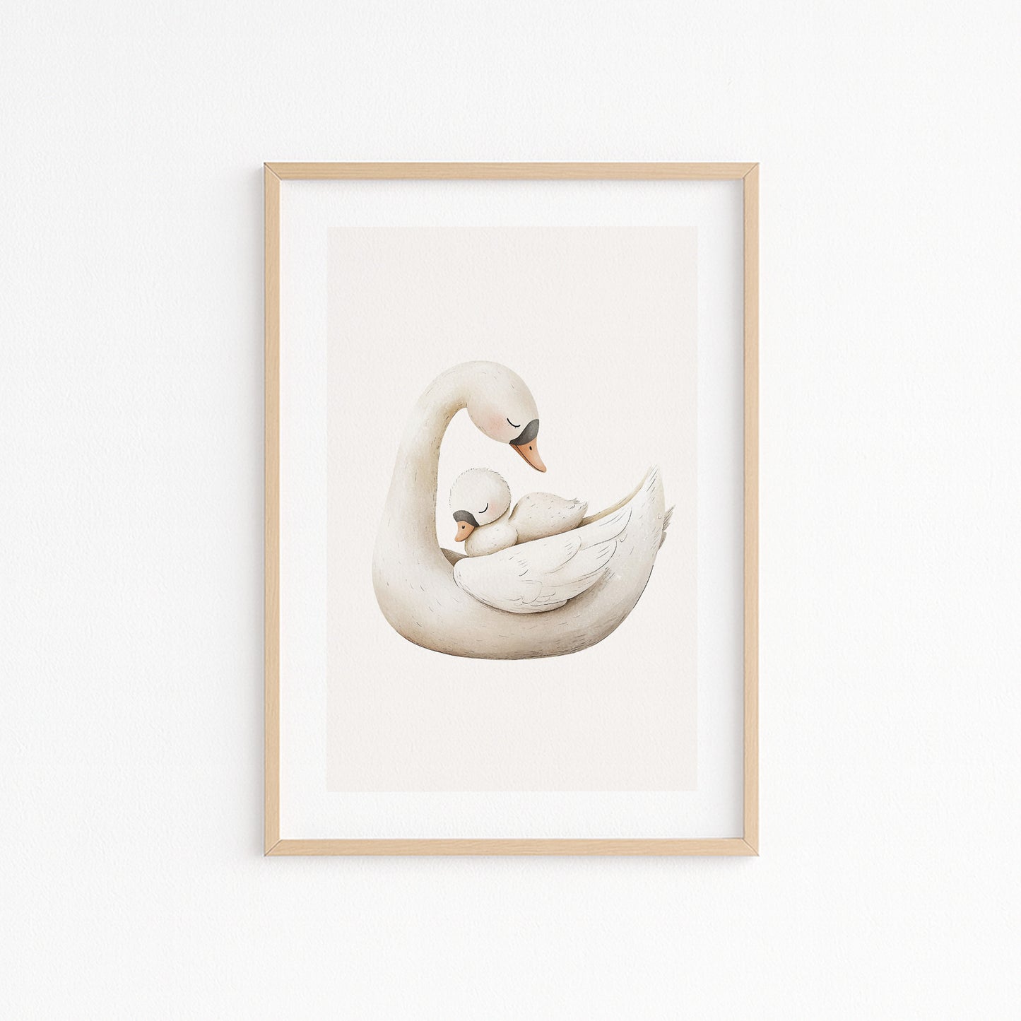 Kinderzimmerbild zwei Schwäne gemald A4 - Poster für das Kinderzimmer babyzimmer