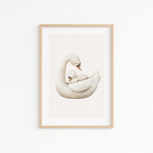 Kinderzimmerbild zwei Schwäne gemald A4 - Poster für das Kinderzimmer babyzimmer