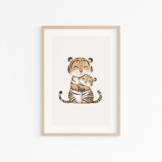 Kinderzimmerbild Tiger Mama gemald A4 - Poster für das Kinderzimmer babyzimmer
