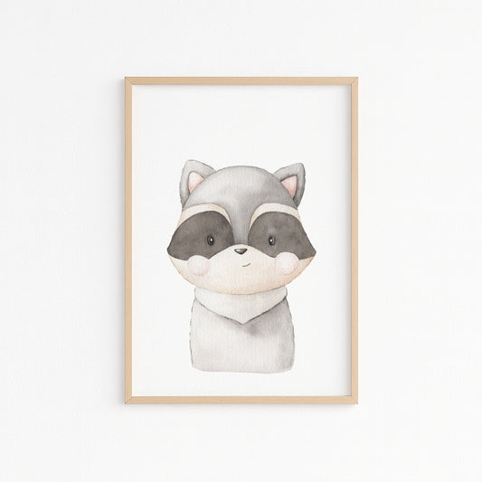 Kinderzimmerbild Waschbär gemald A4 - Poster für das Kinderzimmer babyzimmer