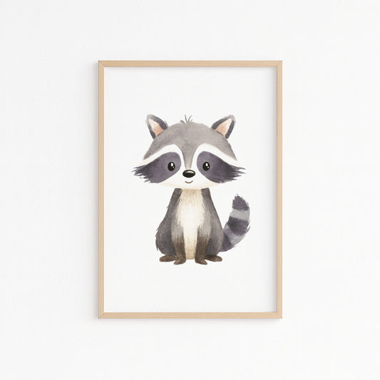 Kinderzimmerbild Waschbär gemald A4 - Poster für das Kinderzimmer babyzimmer