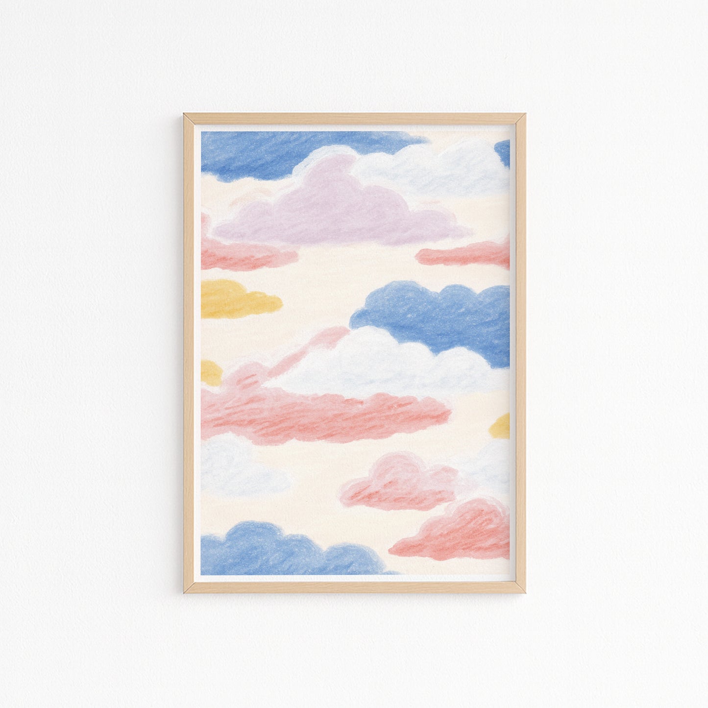 Kinderzimmerbild Wolken gemalt bunt A4 A3 - Poster für das Kinderzimmer babyzimmer